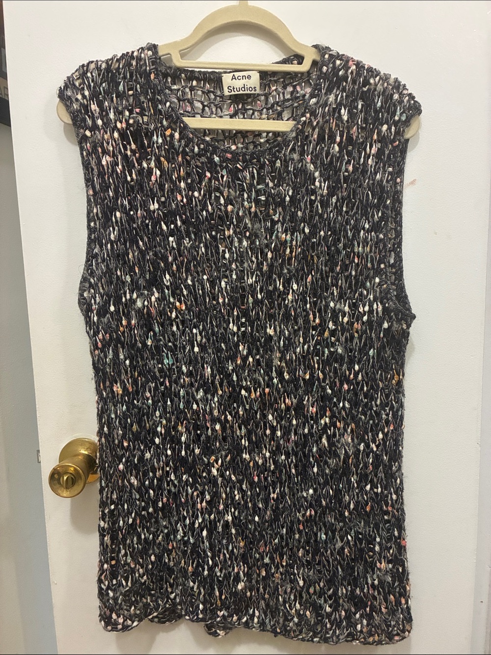 Acne Studios Black Multicolor Speckled Knit Sleeveless Jumper Scandinavian Style